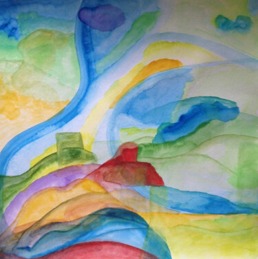 Peinture intitulée "Hidden in the Dunes" par Nathalie Gribinski, Œuvre d'art originale, Aquarelle