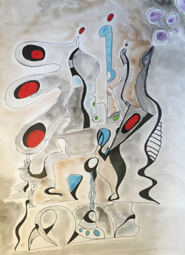 Peinture intitulée "Pursuit of Love" par Nathalie Gribinski, Œuvre d'art originale, Aquarelle