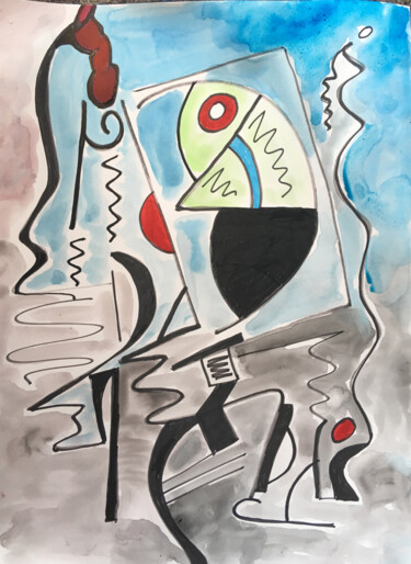 Malerei mit dem Titel "Bird Cage" von Nathalie Gribinski, Original-Kunstwerk, Aquarell