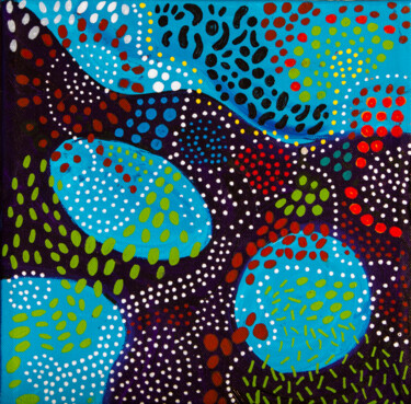 Malarstwo zatytułowany „Dotted Circles” autorstwa Nathalie Gribinski, Oryginalna praca, Marker Zamontowany na Drewniana rama…