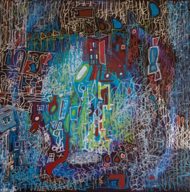 Ζωγραφική με τίτλο "Messy Sounds" από Nathalie Gribinski, Αυθεντικά έργα τέχνης, Ακρυλικό Τοποθετήθηκε στο Ξύλινο πάνελ
