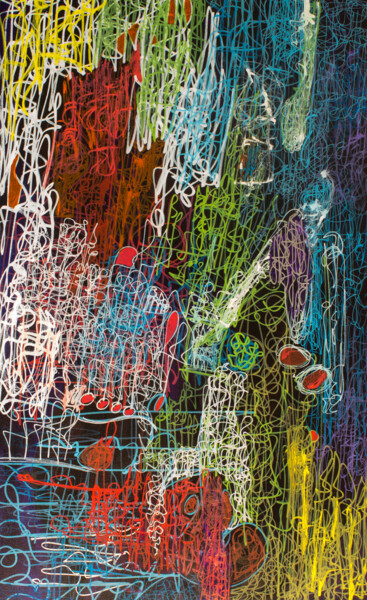 제목이 "Waves of Light"인 미술작품 Nathalie Gribinski로, 원작, 마커 나무 들것 프레임에 장착됨