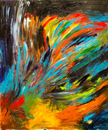 Painting titled "Explosion of Color" by Nathalie Gribinski, Original Artwork, Acrylic