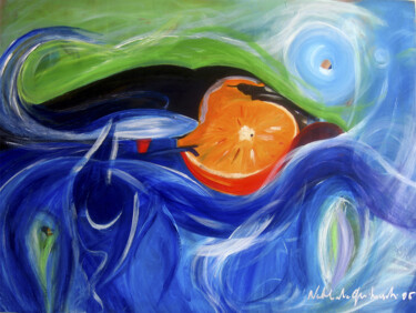 Malarstwo zatytułowany „Juicy Bird” autorstwa Nathalie Gribinski, Oryginalna praca, Akryl Zamontowany na Drewniana rama noszy