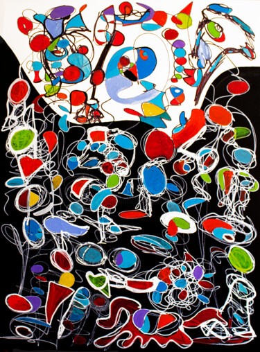 「Bright Dance」というタイトルの絵画 Nathalie Gribinskiによって, オリジナルのアートワーク, オイル ウッドストレッチャーフレームにマウント
