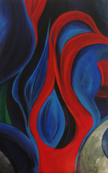 Pintura titulada "Red Bird" por Nathalie Gribinski, Obra de arte original, Acrílico Montado en Bastidor de camilla de madera