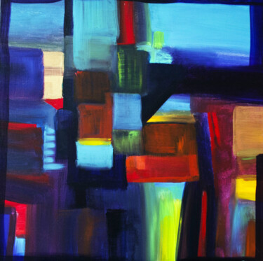 Painting titled "Farther Away" by Nathalie Gribinski, Original Artwork, Acrylic Mounted on Wood Stretcher frame