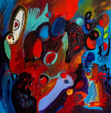 Картина под названием "In the mist of Fire" - Nathalie Gribinski, Подлинное произведение искусства, Акрил Установлен на Дере…
