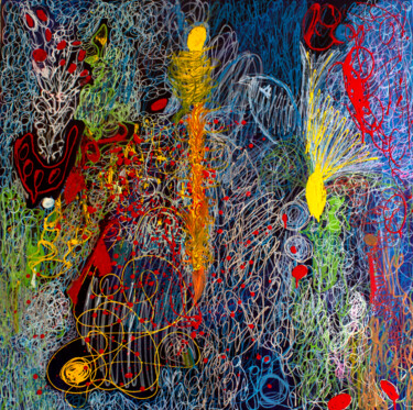 Картина под названием "Bloom of Joy" - Nathalie Gribinski, Подлинное произведение искусства, Масло Установлен на Деревянная…