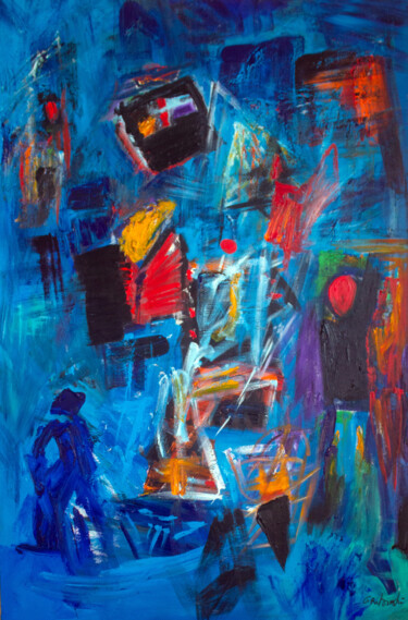 Картина под названием "The Conductor" - Nathalie Gribinski, Подлинное произведение искусства, Акрил Установлен на Деревянная…