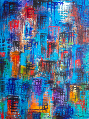 Картина под названием "Chicago" - Nathalie Gribinski, Подлинное произведение искусства, Акрил Установлен на Деревянная рама…