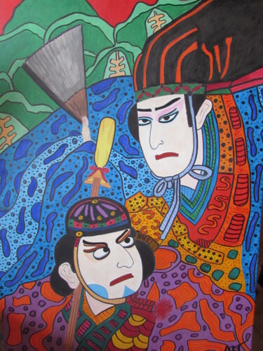 Peinture intitulée "Japon SAMOURAÏS" par Nathalie Guigue, Œuvre d'art originale, Acrylique