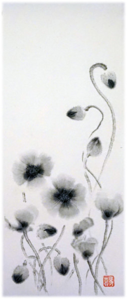 Malerei mit dem Titel "blumen-fuer-heike.j…" von Nathalie Guski, Original-Kunstwerk, Tinte