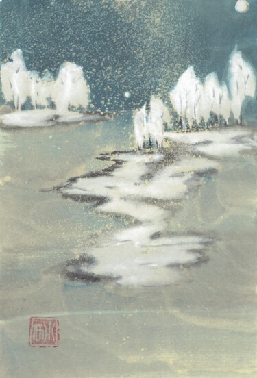 Painting titled "Stille Nacht" by Nathalie Guski, Original Artwork, Ink