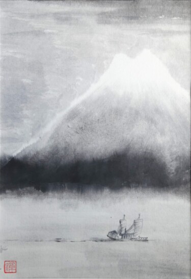 Schilderij getiteld "Fuji 1" door Nathalie Guski, Origineel Kunstwerk, Inkt
