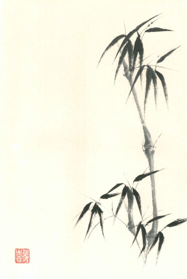 Painting titled "bambou-pure" by Nathalie Guski, Original Artwork, Ink