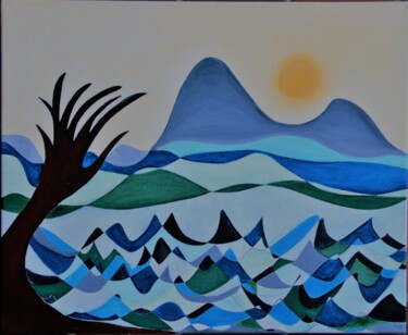 Peinture intitulée "Paysage d'hiver" par Nathalie Herbulot, Œuvre d'art originale, Huile Monté sur Châssis en bois