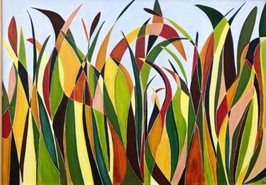 Peinture intitulée "Grandes herbes" par Nathalie Herbulot, Œuvre d'art originale, Huile Monté sur Châssis en bois