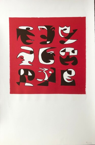 Prenten & gravures getiteld "En Formes R2/22" door Nathalie Herbulot, Origineel Kunstwerk, Lithografie