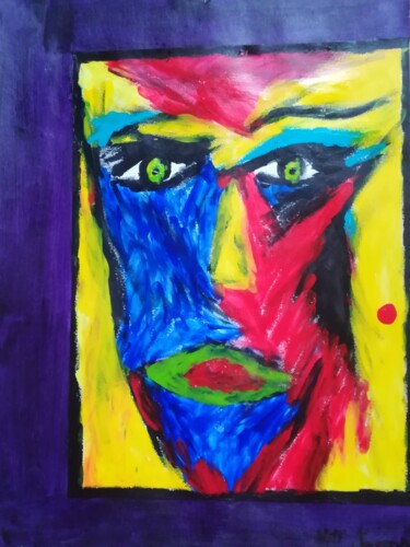 Drawing titled "Doute" by Nathalie Jasseny, Original Artwork, Acrylic