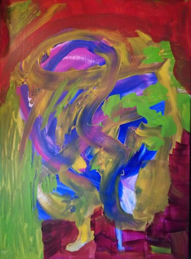 Painting titled "Abstrait 5" by Nathalie Jasseny, Original Artwork, Acrylic
