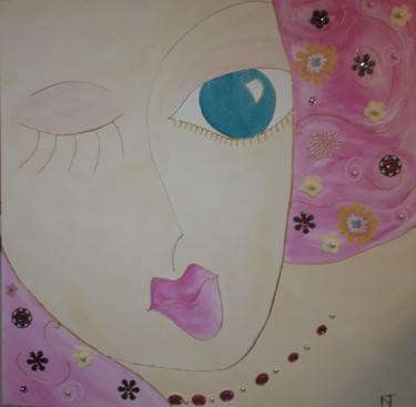 Картина под названием "Lily Rose" - Nathalie  Jeanjean - Hamel, Подлинное произведение искусства, Акрил