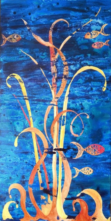 Painting titled "AQUARIUM II" by Nathalie  Jeanjean - Hamel, Original Artwork, Acrylic