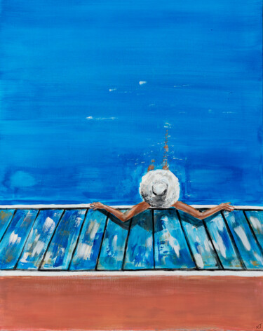 Peinture intitulée "Dessus-dessous l'eau" par Nathalie Joulin, Œuvre d'art originale, Acrylique Monté sur Châssis en bois