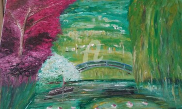 Ζωγραφική με τίτλο "Giverny" από Tilou, Αυθεντικά έργα τέχνης, Λάδι
