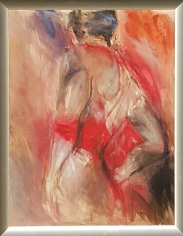 Painting titled "Rouge" by Nathalie Kill, Original Artwork, Acrylic Mounted on Wood Panel