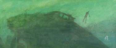 Painting titled "Ere du corail plong…" by Nathalie Laumond-Clémenceau, Original Artwork, Watercolor