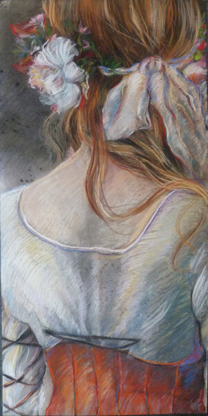 Pintura titulada "Le ruban blanc" por Nathalie Le Gall, Obra de arte original, Pastel