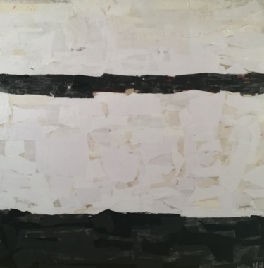 Collage variation de blanc et bandeaux noir Collages titled "Collage variation d…" by Nathalie Le Hesran, Original Art,