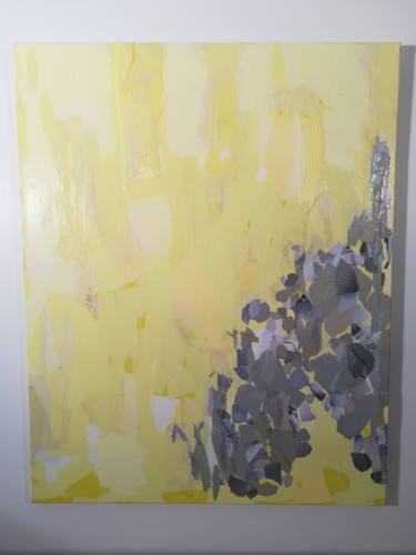 Collage Jaune citron et gris tendre Collages titled "Collage Jaune citro…" by Nathalie Le Hesran, Original Art, Paper cutting