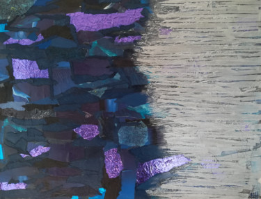 Collages intitolato "Collage Bleu nuit e…" da Nathalie Le Hesran, Opera d'arte originale, Ritagli