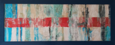 Colagens intitulada "Collage Bandeau rou…" por Nathalie Le Hesran, Obras de arte originais, Papel Montado em Painel de madei…