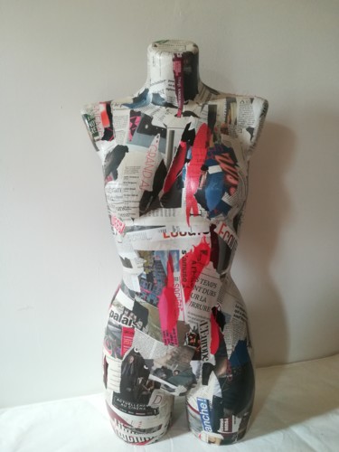Collagen mit dem Titel "collage grand buste…" von Nathalie Le Hesran, Original-Kunstwerk, Collagen