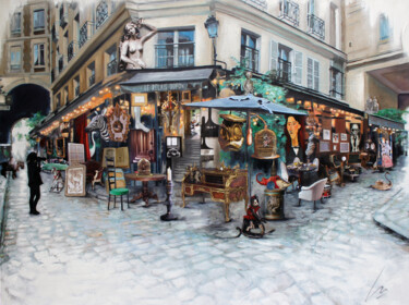 Le relais Odéon Collages intitulée "Le relais Odéon" par Nathalie Lemaitre, Œuvre d'art originale, Huile Monté sur Châssis