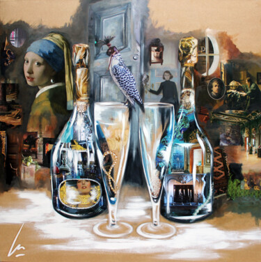 Peinture intitulée "Champagnes" par Nathalie Lemaitre, Œuvre d'art originale, Huile Monté sur Châssis en bois