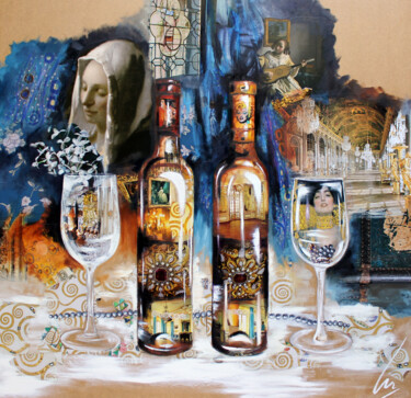 Painting titled "Les divines" by Nathalie Lemaitre, Original Artwork, Oil Mounted on Wood Stretcher frame