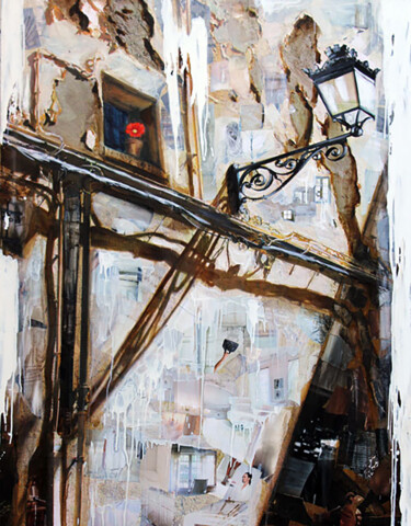 Juste une petite fleur Painting titled "Juste une petite fl…" by Nathalie Lemaitre, Original Art, Oil Mounted on Stretcher frame