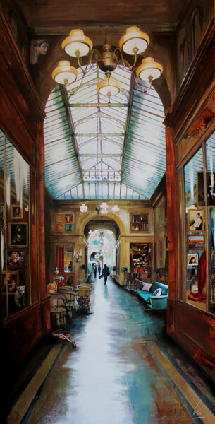 Painting titled "Le violon - Galerie…" by Nathalie Lemaitre, Original Artwork, Oil Mounted on Wood Stretcher frame