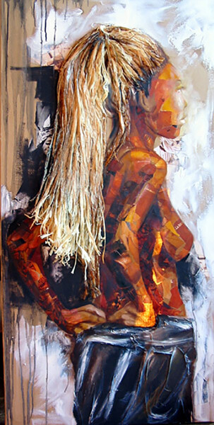 Malerei mit dem Titel "Vision lointaine" von Nathalie Lemaitre, Original-Kunstwerk, Öl Auf Keilrahmen aus Holz montiert