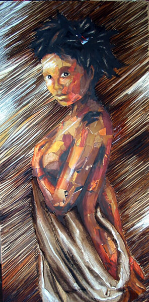 Картина под названием "Les roseaux" - Nathalie Lemaitre, Подлинное произведение искусства, Масло Установлен на Деревянная ра…