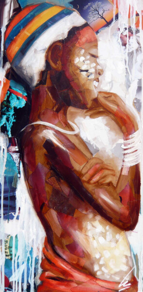 Pintura intitulada "L'espiègle" por Nathalie Lemaitre, Obras de arte originais, Óleo Montado em Armação em madeira