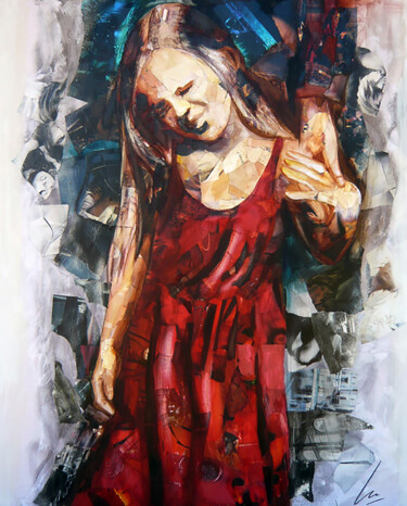 Painting titled "Rentrée des classes…" by Nathalie Lemaitre, Original Artwork, Oil Mounted on Wood Stretcher frame