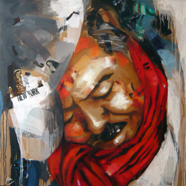 Painting titled "Un meilleurs ailleu…" by Nathalie Lemaitre, Original Artwork, Oil Mounted on Wood Stretcher frame