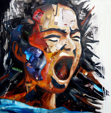Painting titled "Birthsong" by Nathalie Lemaitre, Original Artwork, Oil Mounted on Wood Stretcher frame