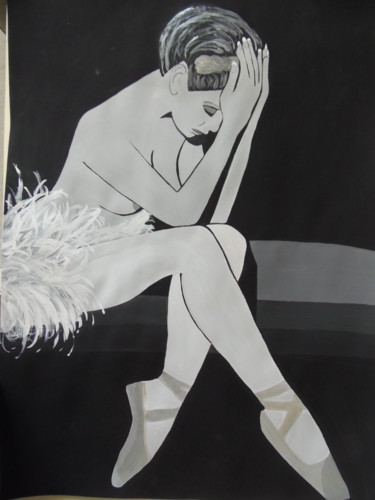 Painting titled "tristesse" by Nathalie Malet, Original Artwork, Acrylic