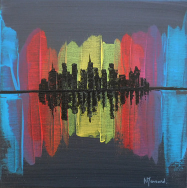 Painting titled "SkyLine" by Nathalie Mansard, Original Artwork, Acrylic